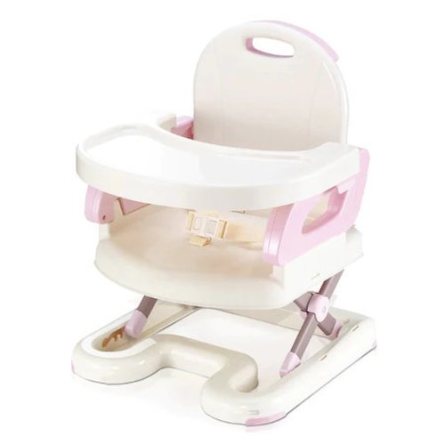 Oem Scaun inaltator de masa, pentru bebe, copii, booster, pliabil si reglabil, roz cu alb, buz