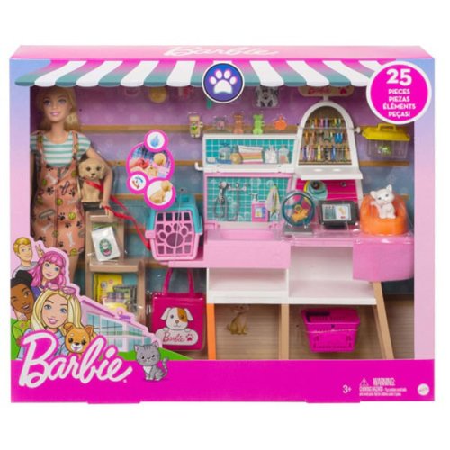 Set de joaca papusa barbie cu magazin veterinar, mtgrg90