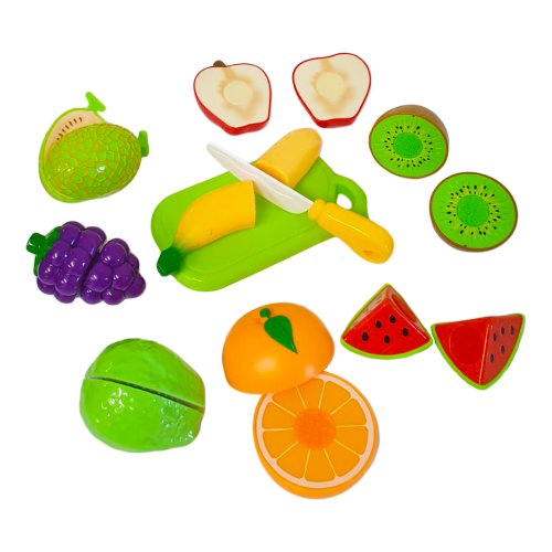 Set fructe de taiat din plastic, cu banda velcro, multicolor, mix 10 piese, +3 ani, vg1002 rco