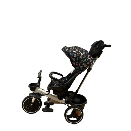 Tricicleta go kart l-sun scaun reversibil, pozitie de somn, borseta, sezut ergonomic tip scoica, roti cauciuc, copertina anti-uv, negru cu litere